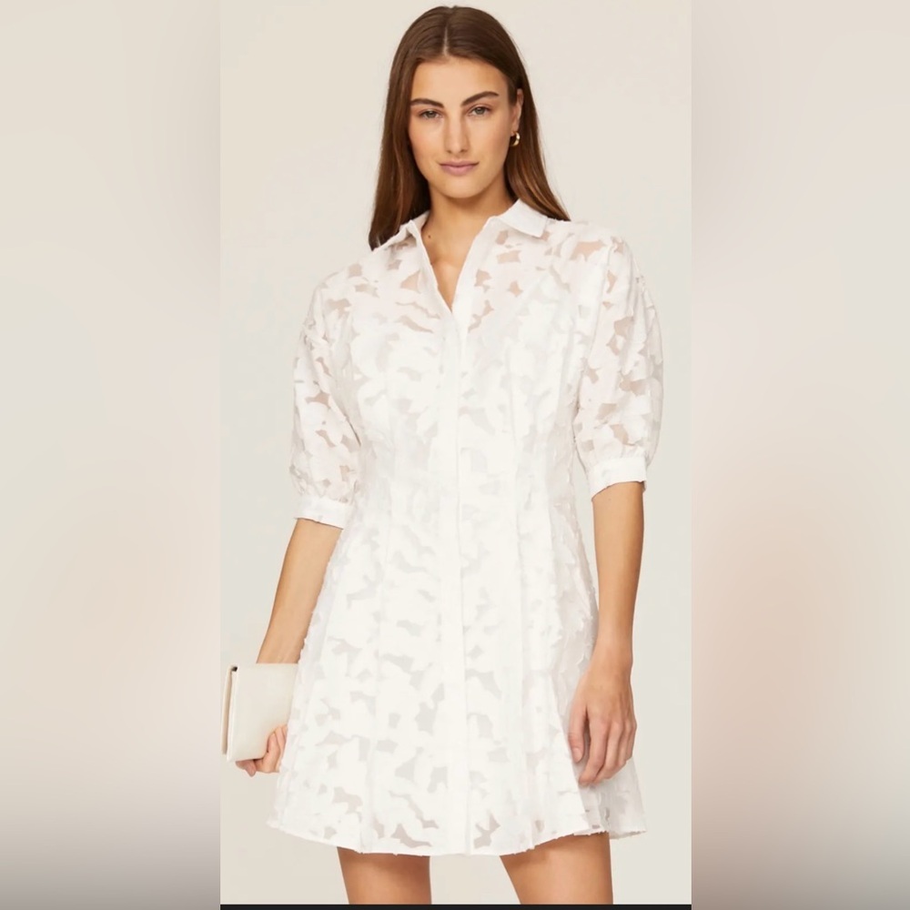 NWT Club Monaco White Sculptural Sleeve Dress